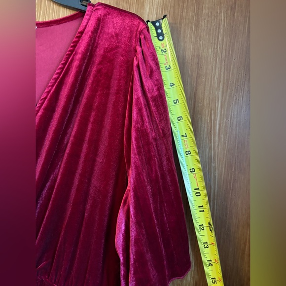 NWT Noelle Red Velvet Midi Dress | Pleated, V-Neck, A-Line | Women’s Plus 2X - Picture 14 of 16